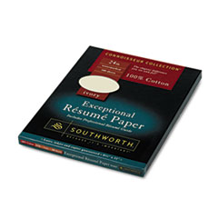Resume Paper, Cotton Fiber, 24 lb, 8-1/2"x11", 100/BX, Ivory