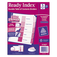 Uncollated Index Dividers, 5-Tab,1-5, 11"x8-1/2",24Set/BX,MI